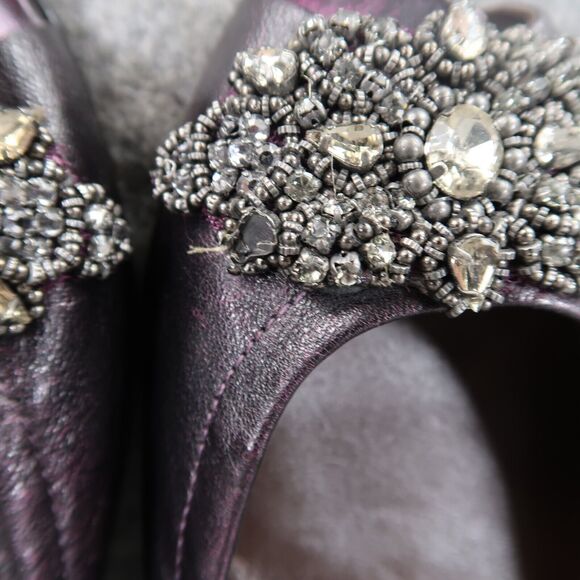 Vera Wang Shoes Womens 7.5 Ballet Flats Peep Toe Formal Wedding Purple Metallic - Picture 9 of 16